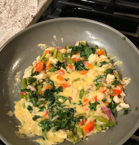 Garbanzo bean flour and vegetable breakfast scramble