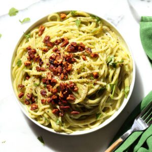 Avocado Pasta and Smoky Pecans