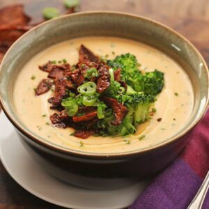 loaded plant-based baked potato soup