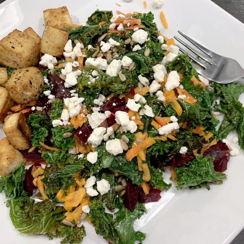 Beet Salad with beets, carrots, kale and Feta