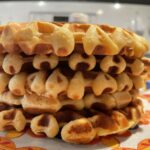 close up of Stack of corn waffles